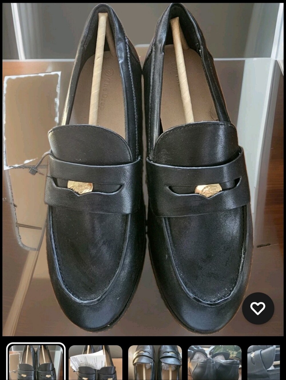 Black Leather Penny Loafers for Women - Classic Slip-On Dress Shoes